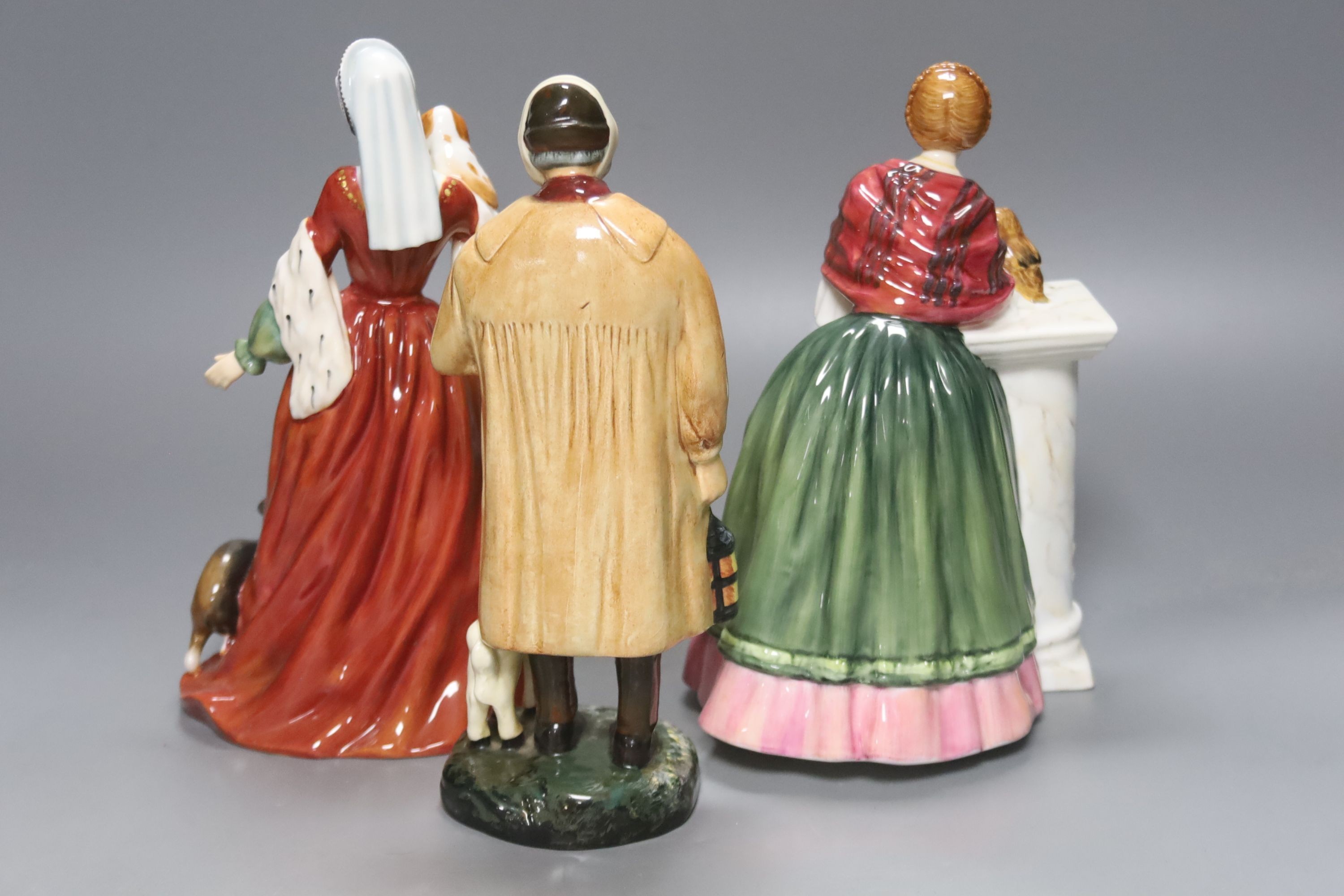 Three Royal Doulton figures: The Shepherd HN1975, Ann Boleyn HN3232 and Florence Nightingale HN3144